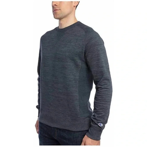 Champion Men's French Terry Crew Neck Long Sleeve Gray Sweatshirt Cotton Size M - Picture 1 of 11